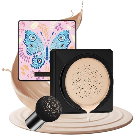 Luftkissen CC Cream mit Pilzkopf-Schwamm – Natürlicher Hautton-Effekt, Feuchtigkeitsspendende Foundation & Concealer, Aufhellend, Nachtcreme, Für Gesicht & Hals, Für alle Hauttypen