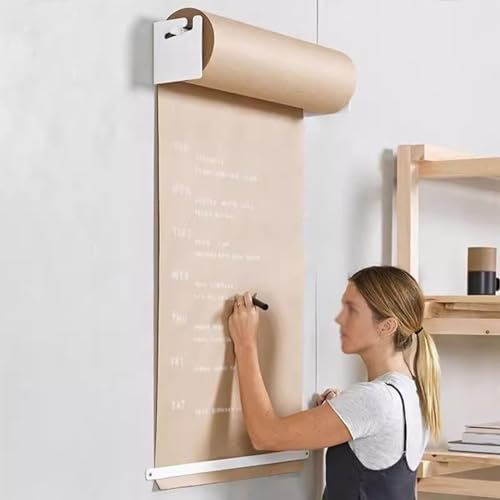 37/67/97/127 cm Metzgerpapierspender für Klassenzimmer, robuste hängende Kraftpapierrolle mit Stangenschneider, an der Wand montierter Notizpapierroller für den täglichen Gebrauch (Farbe: Weiß, Grö