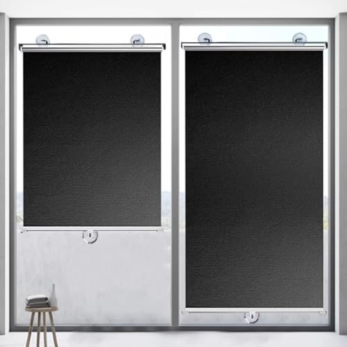 jiajulashou123 Sonnenschutz Rollos Mit Saugnäpfen Verdunkelungsrollo Fensterrollo Einziehbarer Balkon Sonnenschutz Sichtschutz Rollo UV Schutz für Küche,Büro,ohne Bohren (58cmx125cm(22.8inx49.2in))