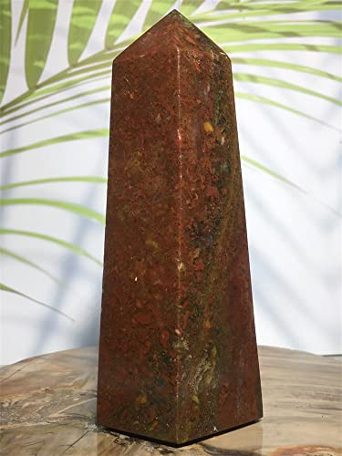 Cristal de cuarzo natural Cristal de jaspe del océano natural Torre de punta de cuarzo Feng Shui Roca Varita de columna hexagonal Decoración de brujería Decoración de oficina en el hogar JIZTGEDM Inic