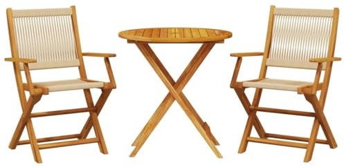 vidaXL 3-TLG. Bistro-Set Beige Polypropylen und Massivholz