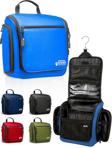 Beauty case da viaggio per uomini e donne, grande organizer da appendere, borsa igienica impermeabile con gancio girevole XXL in metallo, con robuste cerniere e 19 scomparti per articoli da toeletta
