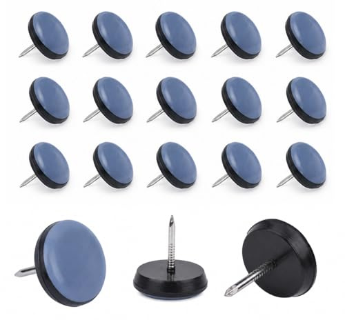 16 Pezzi Rotondi 30 mm, Pattini in PTFE con Chiodo per Mobili | Pattini in PTFE con chiodo per gambe in legno, facilitano lo spostamento e aiutano a proteggere pavimenti e tappeti