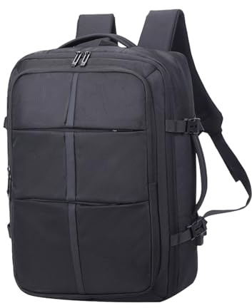 Mochila para laptop para hombre, mochila de computadora de negocios con puerto de carga USB, bolsa de trabajo para viajes, bolsa de libros para mujeres, mochila escolar negra para esquí, Negro, Talla