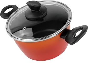 Magefesa Umami Olla 24cm acero esmaltado vitrificado con tapa de vidrio