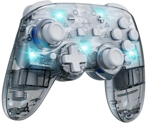 Manette Switch 2 Sans Fil Compatible avec Nintendo Switch 2/OLED/Lite, RGB Switch Manette Pro Sans Fil, Switch Pro Controller avec 7 Couleurs de LED/Hall Effect/Palette/Fonction Double Turbo, Gris