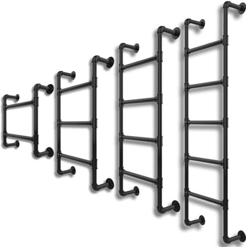 Échelle Murale à 5 Marches pour Grenier, Fenêtres de Secours et Décoration – Métallique à 5 Barreaux pour Lits Superposés et Accès Toit ou sous-Sol – Fixes à Cinq Marches pour Montée et Descente