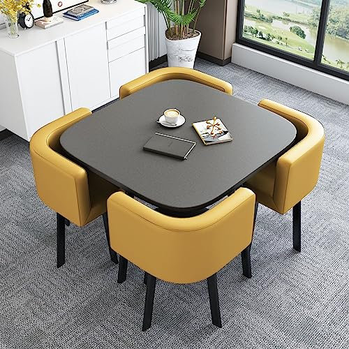 Moderner Business-Konferenzraum Couchtisch-Set, platzsparend, kleiner Besprechungstisch mit Stühlen für Verhandlungen, Verkaufsbüro und Geschäfte (Gelb)