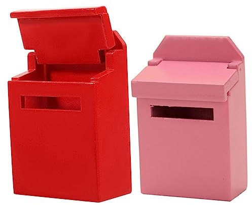 DIYEAH 1 Jeu Modèle De Boîte Aux Lettres Décoration De Jardin Miniature Mini Décoration De Maison Jouets Poupée Mini Boîte Aux Lettres Petit Métier De Boîte Aux Lettres en Bois 2 Pièces