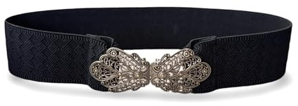 Hartmann-Knöpfe 1 Stück Trachten Stretchgürtel 5cm schwarz mit eleganter altgold farbener Metall Trachtenschliesse (L)