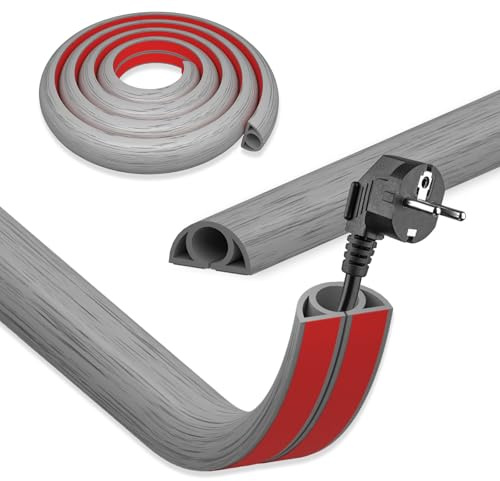 DIKARIYA Passage de Cable au Sol, 1mx20mm Cache Cable Sol, Petit Canal de Câble Flexible, Goulotte Passe Cable, PVC Cache Fil Électrique Sol Auto-Adhésif Montage pour Tous Les Câbles Bureau