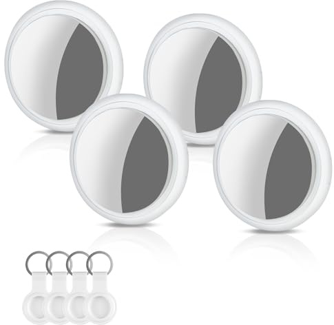 4 Pack Air Tracker Tags, Item Finder Works with Find My App (iOS Only),White Tracker with Silicone Protective Cover Pet Smart Tag for Keys,Wallets,Purse,Suitcase | White Tracker Tag with Silicone Protective Cover Smart Tag for Keys,Wallets,Purse,Suitcase