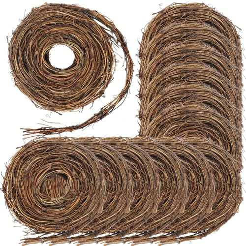 Janinka 12 Pcs 15 Feet Grapevine Garland Natural Grapevine Wreath for Crafts DIY Twig Garland Rattan Hanging Vine Wreath for Wedding House Holiday Door Vase Wall Home Decor