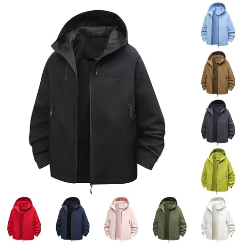 Manteau de pluie imperméable pour femme - Grande taille - Coupe décontractée - Avec poches à fermeture éclair - Léger et coupe-vent - Vêtements d'automne - Veste coupe-vent de couleur pure, blanc, L