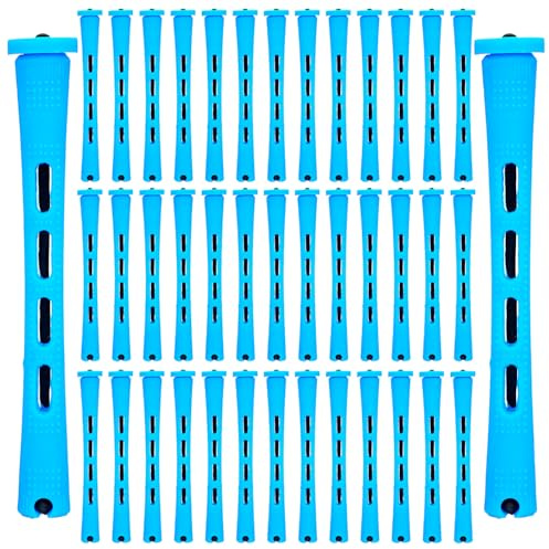 40pcs Perm Rods for Short Hair, Small Plastic Cold Wave Rods Perm Rollers, Curling Rod for Braids, Small Hair-Rollers for DIY Styling9(Blue, 0.47 Inches)