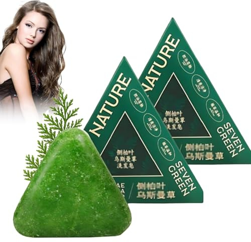 Shampoo Solido Nature Triangle, Shampoo al Sapone Verde Nature Seven, Calmante e Rinforzante per Capelli, per Donna e Uomo (2 pz)