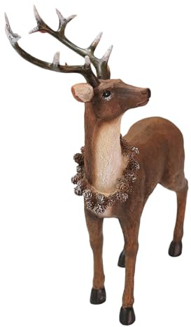 Hkfgdjdl Figure realistiche di renna decorazioni natalizie cervo modello animale da collezione tavolo scrivania ornamento decorazioni per la casa