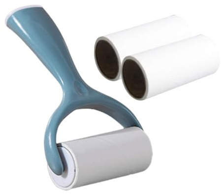HANABASS Lint Roller Hair Remover Set with Solid Sticky Sheets, 4pcs (1 Blue Handle + 3 Refill Rolls), Clothes and Pet Hair Cleaning Tool for Garments and Upholstery in Household Use