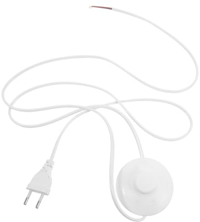 Uonlytech Cable del Interruptor de Pie Blanco de 1.8 Metros Interruptor para Lámpara de Pie, Material Pvc y Cobre, y Duradero para Salones y Oficinas