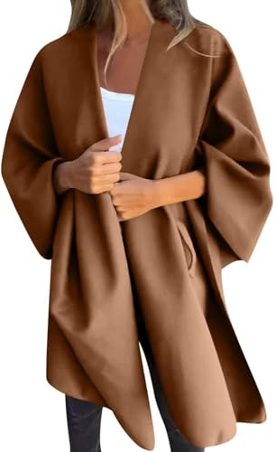Generico Scialle Donna Invernale Grande Lana, Mantella Elegante Donna Cerimonia con Frange Moda Maglia Calda Invernale Grossa Poncho Irregular Moda Giovane Top Scialle Cappotto per Ufficio E CAS