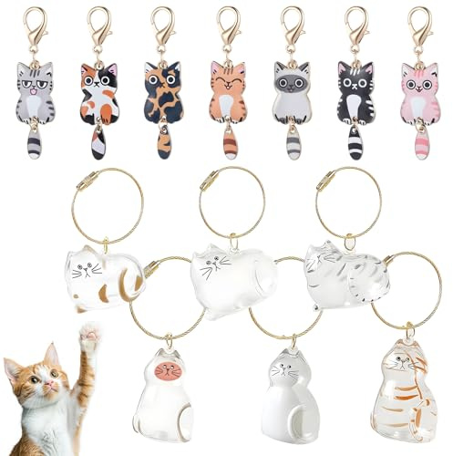 MENUY 13 Stück Schlüsselanhänger Katze, Süßer Kätzchen Taschenanhänger, Personalisierter Haustier-Gedenkstätte, Cute Keychain für Frauen, Süße Schlüsselanhänger für Halloween Paar Partner