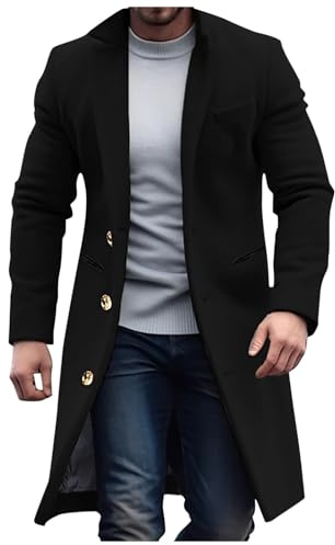 Manteau Homme Hiver Cardigan Cachemire Pardessus Caban Outwear Grande Taille Trench Coat Trois Quart Automne Veste Long Parka