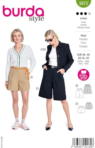 Burda Style 5672 - Patrón de corte de papel para mujer, talla 36-48, nivel de costura: medio