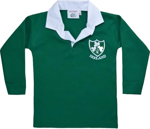 New Model UK Ireland Irish Rugby Shirts Full Sleeve Exclusive Babies Kids Childrens Size 1 Year to 13 Year Green (3 to 4 Years)