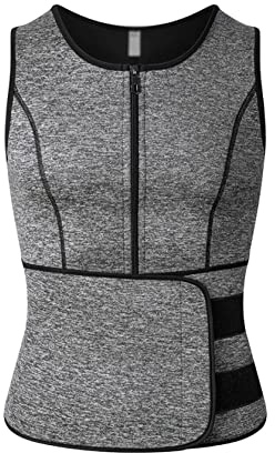 CCXXYGWJ Traje de Sauna para Entrenador de Cintura para Hombre, Chaleco Moldeador Adelgazante Ajustable, Mono con Cremallera para Correr