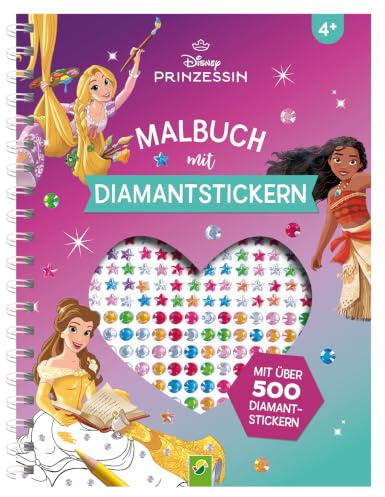 Disney Prinzessin Malbuch mit Diamantstickern | Malspaß mit über 500 funkelnden Glitzersteinen: Stickerbuch für Disney-Fans mit funkelnden Diamanten zum Aufkleben