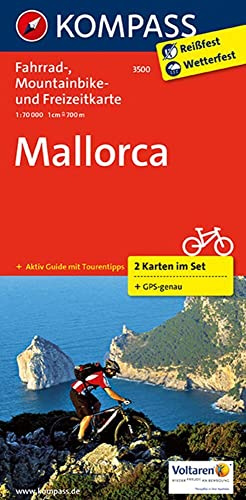 Cartina ciclistica n. 3500 Mallorca. Set di 2 cartine. Ediz. multilingue: Fahrrad-, Mountainbike- und Freizeitkarte mit Führer