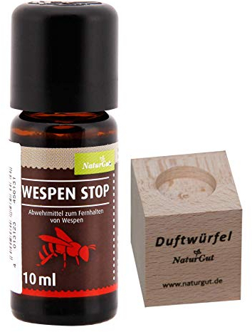 NaturGut Wespen-Stop Konzentrat (10ml mit Duftwürfel) | Effektive Wespenabwehr für Terrasse, Balkon & Garten | Vertreibt Wespen mit der Kraft von Nelken- & Zitronenöl | Hält Wespen fern