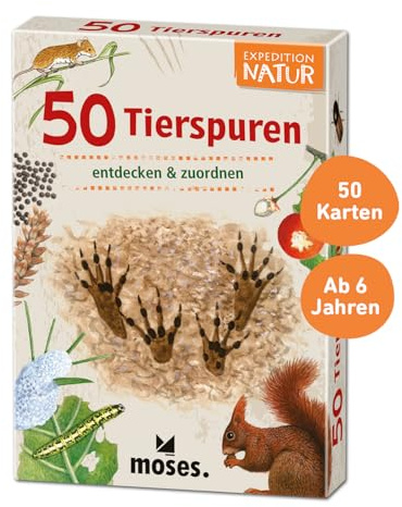 moses. Expedition Natur - 50 Tierspuren, Entdeckerkarten zur Bestimmung von Tierspuren, Outdoor-Spielzeug für Kinder ab 6 Jahren