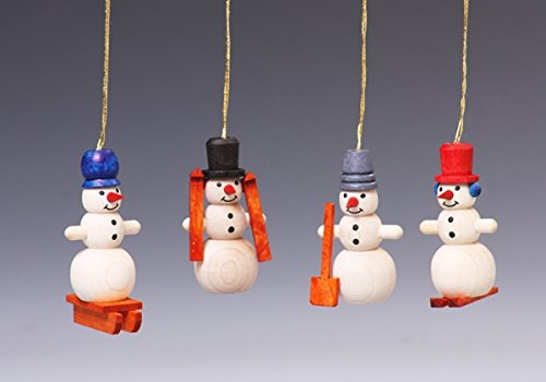 Rudolphs Schatzkiste Baumbehang Schneemann Höhe ca 4 cm NEU Christbaum Baumschmuck Weihnachten Seiffen Deko Erzgebirge Winter Dekoration Schneemann Weihnachtsgesteck Ski Schlitten Schnee