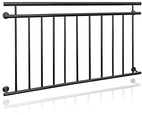 ECD Germany Ringhiera Balcone Antracite Francese 90x156 cm Supporto Finestra Bar Griglia Ringhiera in Acciaio Verniciato a Polvere 90 x 156 cm Ringhiera Parapetto Balaustra 90x156 cm Antracite Esterno