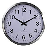 Perel Orologio da parete 50 cm analogico con sincronizzazione DCF automatica, quadrante extra grande e ben leggibile, cornice in alluminio argento, soggiorno cucina ufficio sala d’attesa