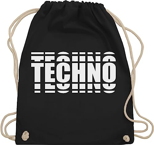 Turnbeutel Rucksack - House Music & Rave - Techno Festival Outfit Geschenk Musik Disco Party - Unisize - Schwarz - raver bag festivalbeutel konzert beutelrucksäcke konzerttasche festival-bag