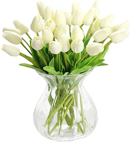 chilsoby WAQIA House Künstliche Tulpen, fühlen Sich echt an, Polyurethan, Tulpen, Blumenstrauß für Zuhause, Hochzeit, Party, Büro, Dekoration, 30 Stück
