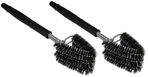 Sparpaket Profi BBQ Grillbürste mit Edelstahl-Borsten 46,5cm lang 360° Reinigungsbürste Dreifachbürste Grill-Zubehör (2 Stück)