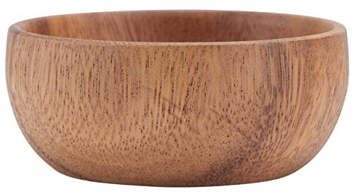 Holibanna Small Wooden Salad Fruit Serving Bowl Wood Food Dish Service Plate for Home Restaurant Coffee use Brown