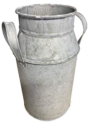 Deko Milchkanne mit 2 Griffen Metall matt verzinkt 14X26,5cm Deko Pflanzen