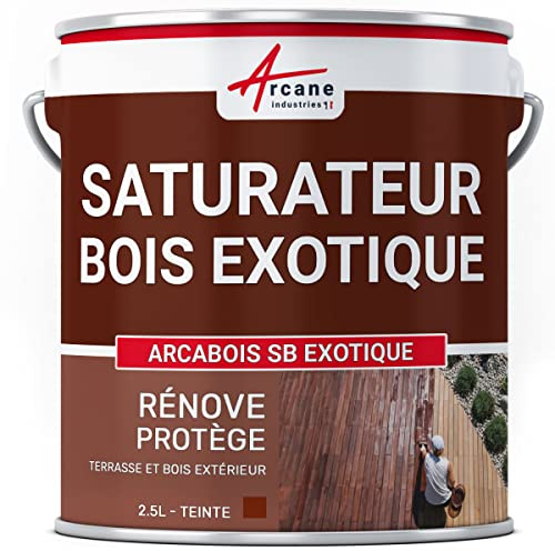 Saturateur Bois Exotique Hydrofuge Terrasse 2.5 L Acajou - Teinte Rouge | Hydrofuge Terrasses et Bois Exotiques, Nourrit en Profondeur, Incolore ou Teinté, Protège des Uv - Arcane Industries