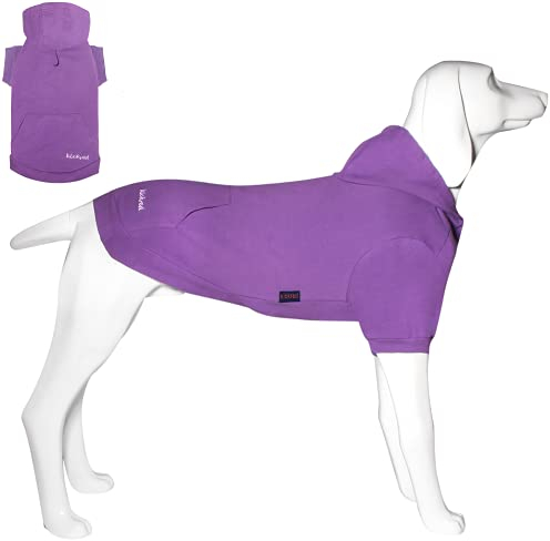 Kickred Hunde Hoodie, Hundemantel mit Hut & Taschen & Leinenloch, Weicher und Atmungsaktiver Kapuzenpulli Für Große Hunde Winterhundebekleidung Drinnen & Draußen Hundekleidung von Kickred (Lila-S)
