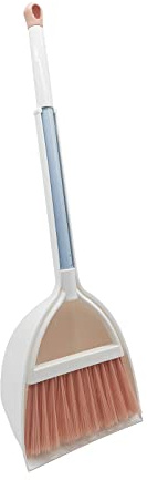 Xifando Mini Broom with Dustpan for Kids,Little Housekeeping Helper Set (White+Pink)