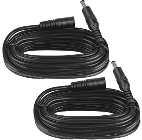 2-Pack 5 m DC Power Verlängerungskabel, Stecker 5.5mm x 2.1mm, unterstützt DC 5V 6V 9V 12V 24V, für Sicherheitskameras, DVR, Router, Drucker, LED Strip, schwarz