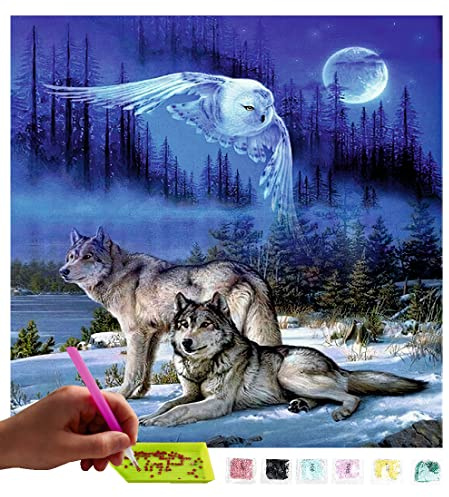 MISHBAY Diamond Painting Erwachsene Set Wolf - 30x30cm Wölfe - Diamant Painting Entspannendes DIY Komplettset für Frauen & Anfänger - Kreatives Hobby für Ruhige Auszeite