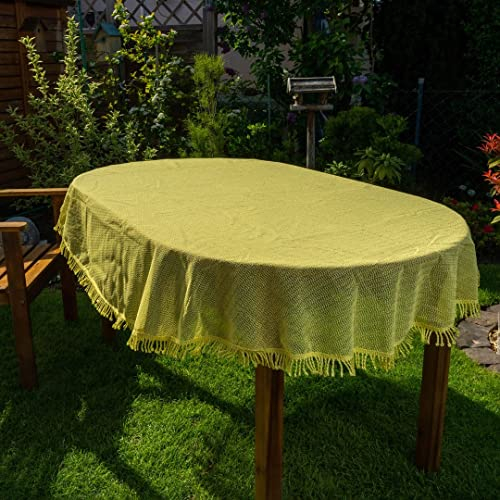 laro Gartentischdecke Wetterfest rutschfest Oval, Muster:Gelb, Größe:Oval Classic