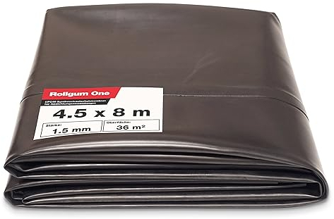 Rollgum ONE Dachbahn EPDM schwarz 1,5mm Stark in 4,5x8m zur Dachabdichtung für Carport Gartenhaus Pergola Nebengebäuden