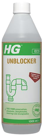 HG ECO Drain Unblocker, Kitchen Sink & Bathroom Sink Unblocker, Heavy Duty Drain Unblocker, Bath Traps & Waste Water Pipes, Eco Conscious HG Cleaning Products, Recyclable - 1000ml (681100106)