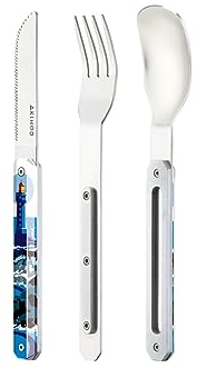Akinod Elegant gourmet rakt bestick med magnetisk insats (kniv, gaffel och sked) - magnetiskt rakt bestick 12H34 mod. MIRROR Bretagne